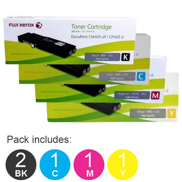 5 Pack Fuji Xerox CT202033,CT202034,CT202035,CT202036 (2BK,1C,1M,1Y) Toner Cartridges