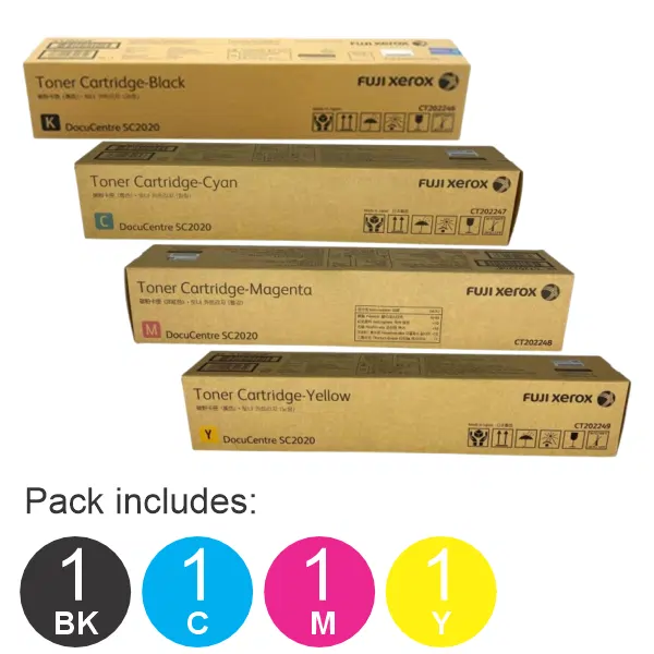 4 Pack Fuji Xerox CT202246,CT202247,CT202248,CT202249 (1BK,1C,1M,1Y) Toner Cartridges