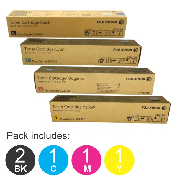 5 Pack Fuji Xerox CT202246,CT202247,CT202248,CT202249 (2BK,1C,1M,1Y) Toner Cartridges