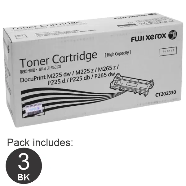 3 x Fuji Xerox CT202330 Black Toner Cartridge CT202330