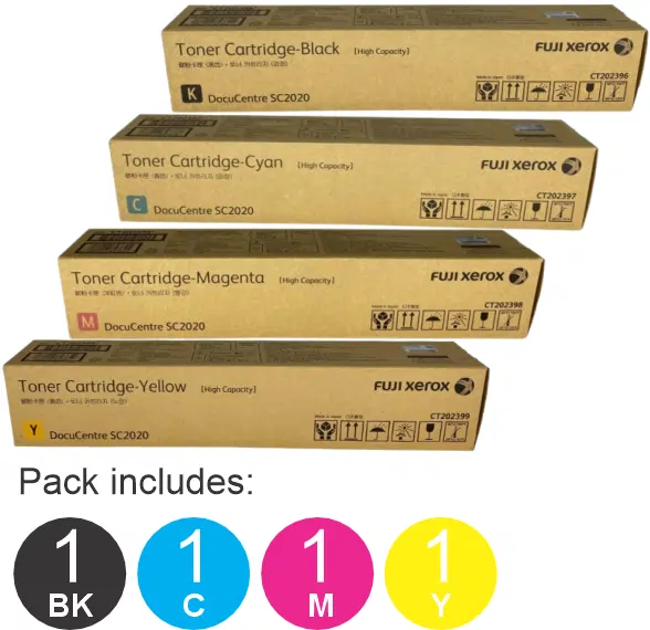 4 Pack Fuji Xerox CT202396,CT202397,CT202398,CT202399 (1BK,1C,1M,1Y) Toner Cartridges