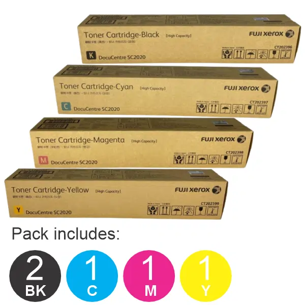 5 Pack Fuji Xerox CT202396,CT202397,CT202398,CT202399 (2BK,1C,1M,1Y) Toner Cartridges