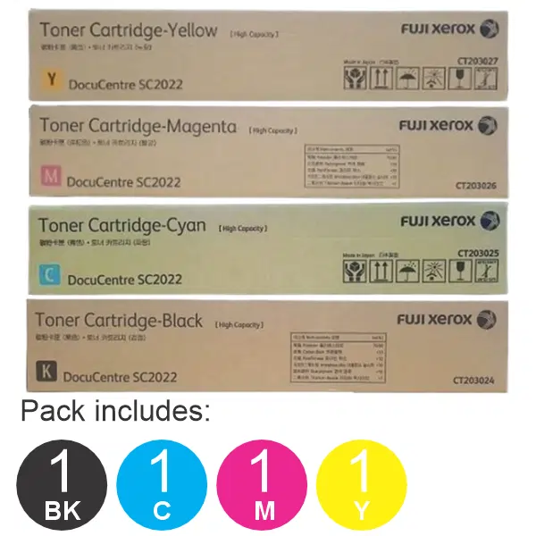 4 Pack Fuji Xerox CT203024,CT203025,CT203026,CT203027 (1BK,1C,1M,1Y) Toner Cartridges