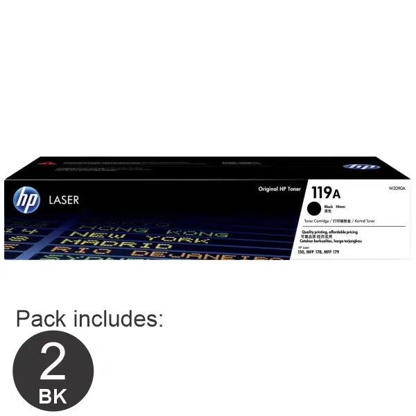 2 x HP #119A Black Toner Cartridge W2090A