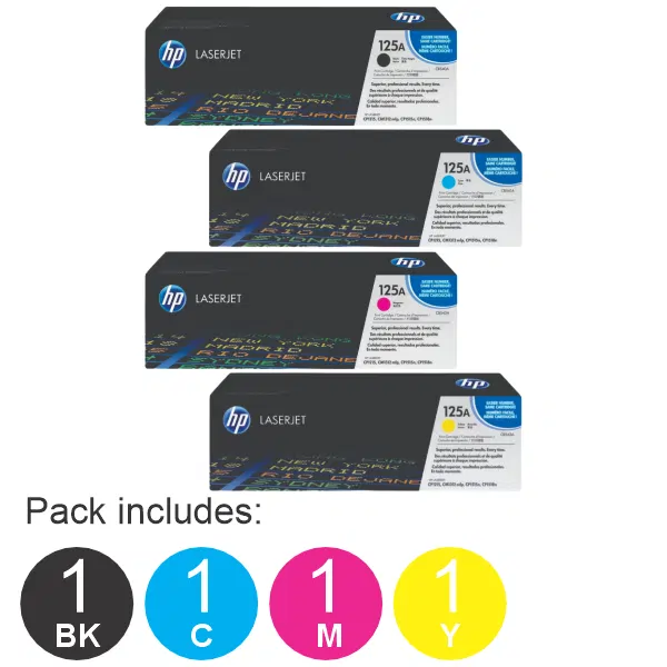 4 Pack HP #125A (1BK,1C,1M,1Y) Toner Cartridge