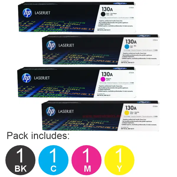 4 Pack HP #130A (1BK,1C,1M,1Y) Toner Cartridge