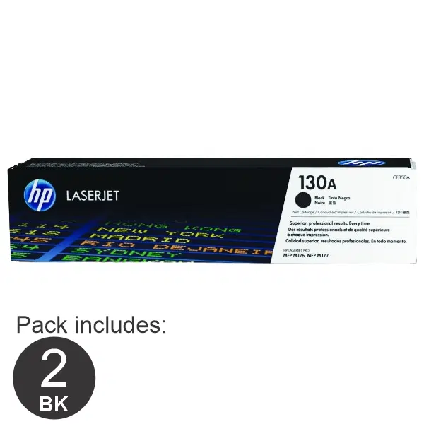 2 x HP #130A Black Toner Cartridge CF350A