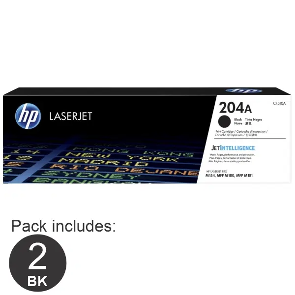 2 x HP #204A Black Toner Cartridge CF510A