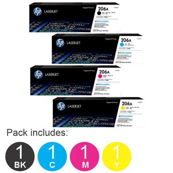 4 Pack HP #206A (1BK,1C,1M,1Y) Toner Cartridge