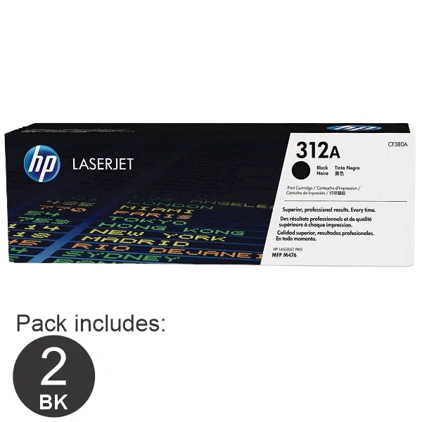 2 x HP #312A Black Toner Cartridge CF380A