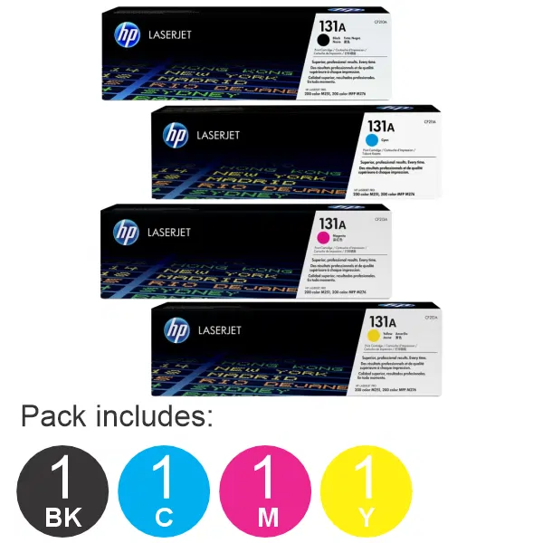 4 Pack HP #131A (1BK,1C,1M,1Y) Toner Cartridge