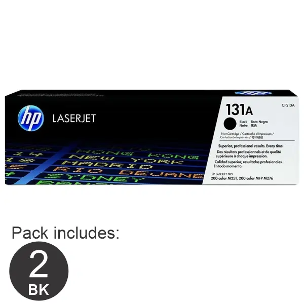 2 x HP #131A Black Toner Cartridge CF210A