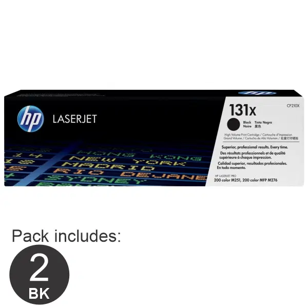 2 x HP #131X Black Toner Cartridge CF210X