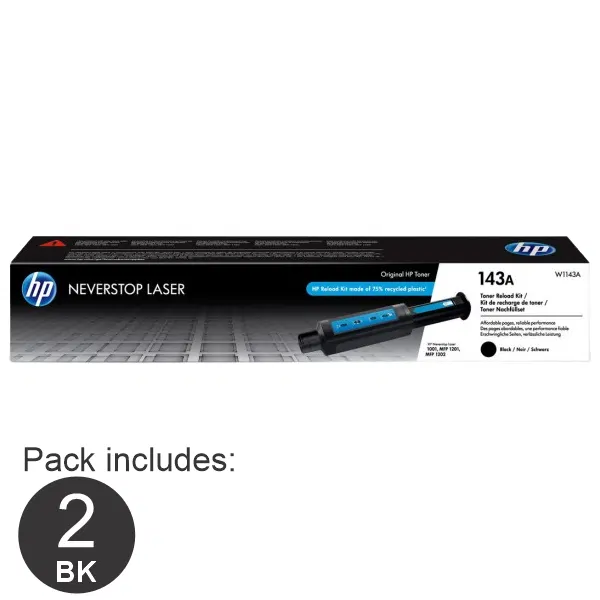 2 x HP #143A Black Toner Cartridge W1143A