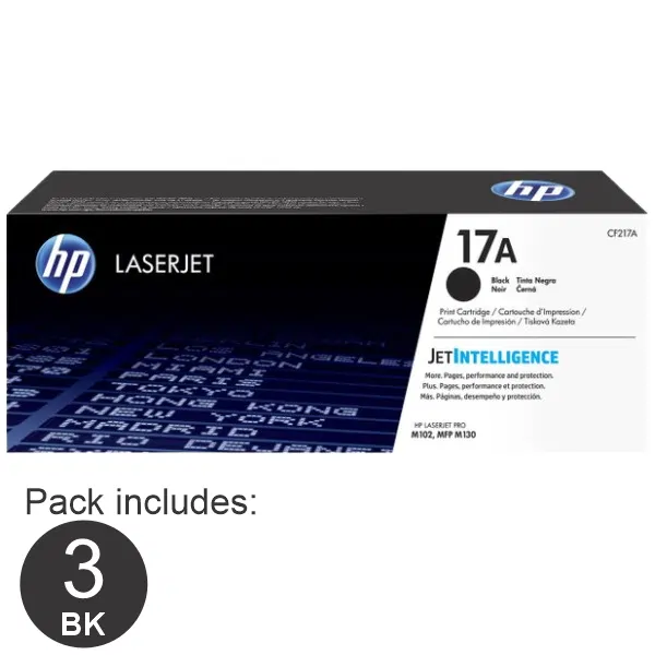 3 x HP #17A Black Toner Cartridge CF217A