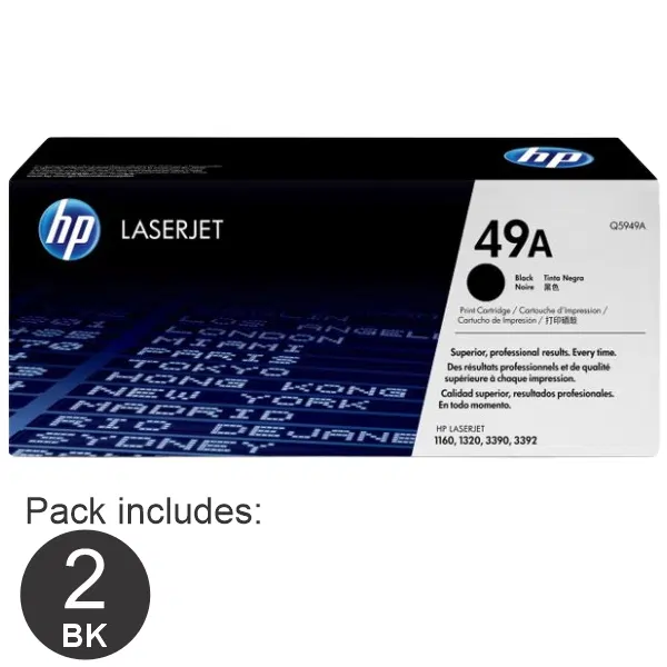 2 x HP #49A Black Toner Cartridge Q5949A