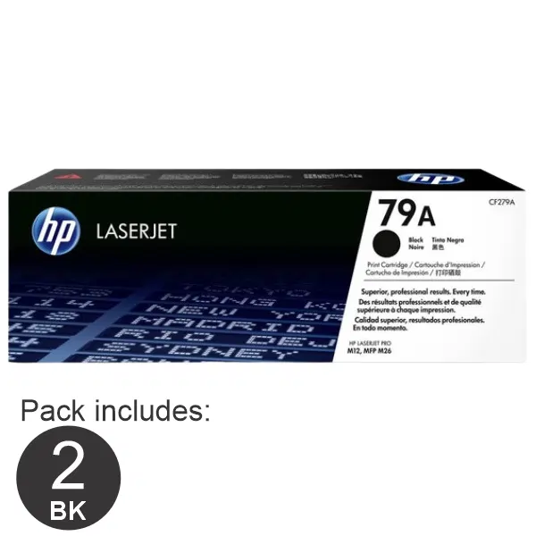 2 x HP #79A Black Toner Cartridge CF279A