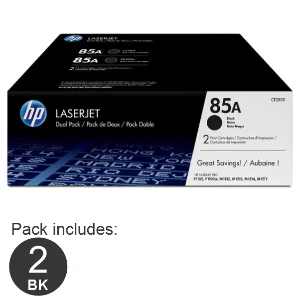 2 x HP #85A Black Toner Cartridge CE285AD