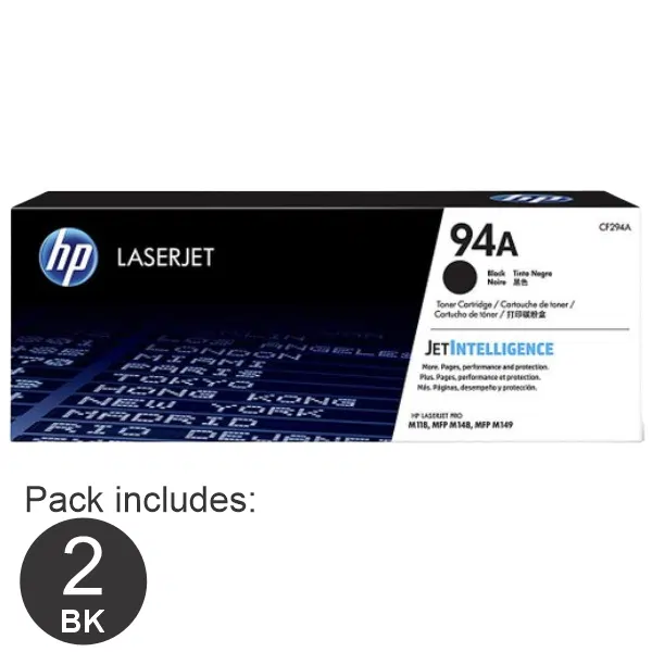 2 x HP #94A Black Toner Cartridge CF294A