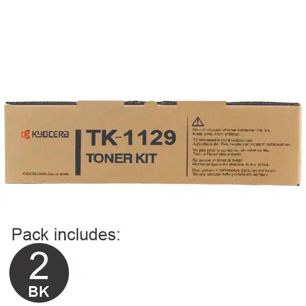 2 x Kyocera TK1129 Black Toner Cartridge TK-1129