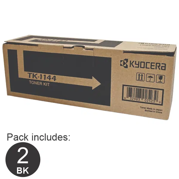 2 x Kyocera TK1144 Black Toner Cartridge TK-1144