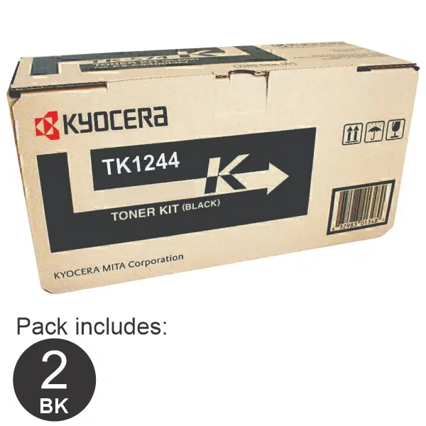 2 x Kyocera TK1244 Black Toner Cartridge TK-1244