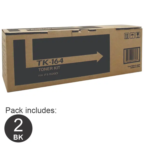 2 x Kyocera TK164 Black Toner Cartridge TK-164