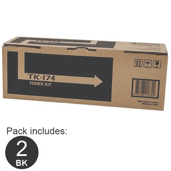 2 x Kyocera TK174 Black Toner Cartridge TK-174