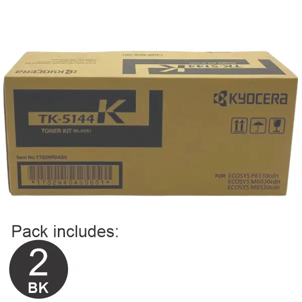 2 x Kyocera TK5144 Black Toner Cartridge TK-5144K