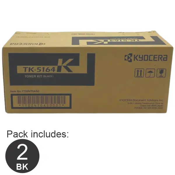 2 x Kyocera TK5164 Black Toner Cartridge TK-5164K