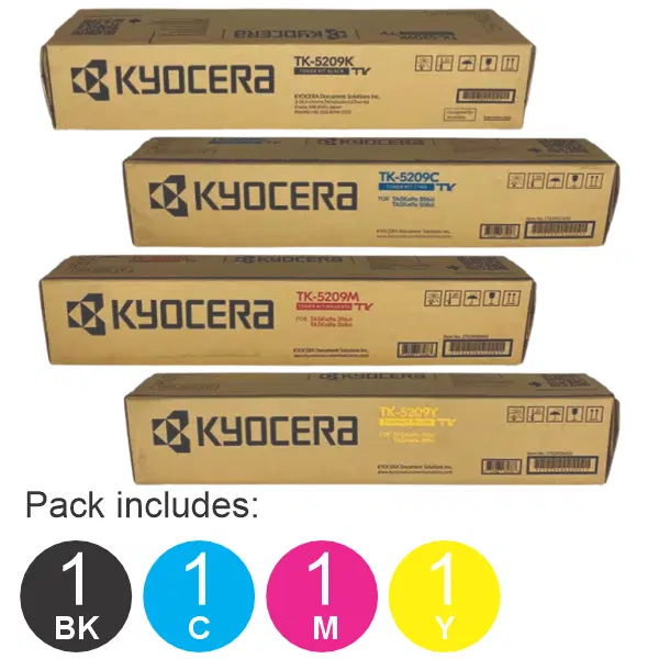 4 Pack Kyocera TK5209 (1BK,1C,1M,1Y) Toner Cartridges