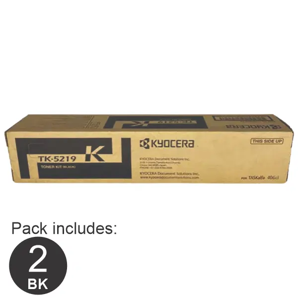 2 x Kyocera TK5219 Black Toner Cartridge TK-5219K