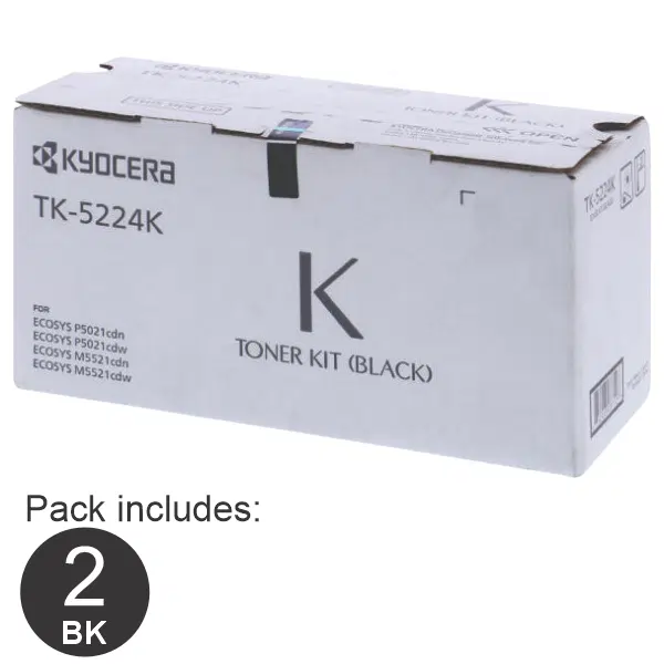 2 x Kyocera TK5224 Black Toner Cartridge K-5224K