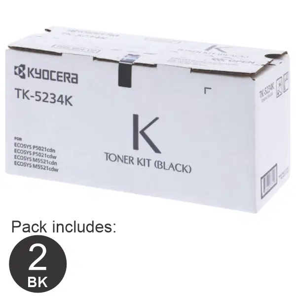 2 x Kyocera TK5234 Black Toner Cartridge TK-5234K