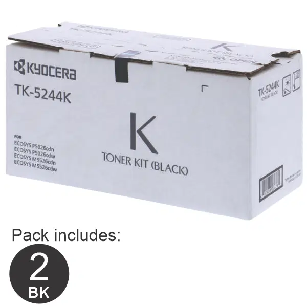 2 x Kyocera TK5244 Black Toner Cartridge TK-5244K