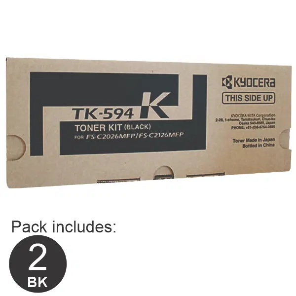 2 x Kyocera TK594 Black Toner Cartridge TK-594K