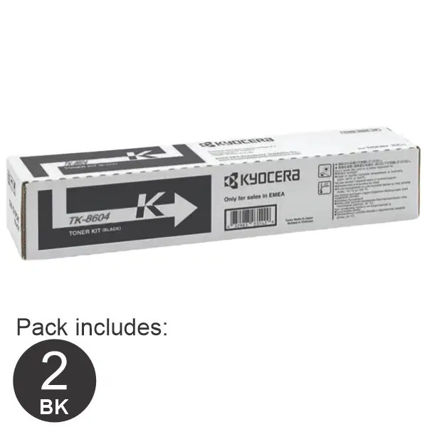 2 x Kyocera TK8604 Black Toner Cartridge TK-8604K