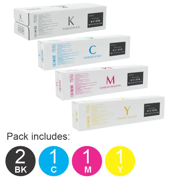 5 Pack Kyocera TK8739 (1BK,1C,1M,1Y) Toner Cartridges