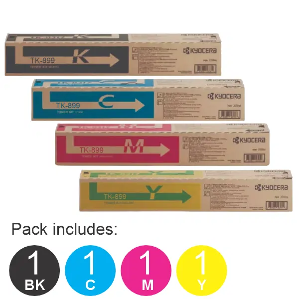 4 Pack Kyocera TK899 (1BK,1C,1M,1Y) Toner Cartridges