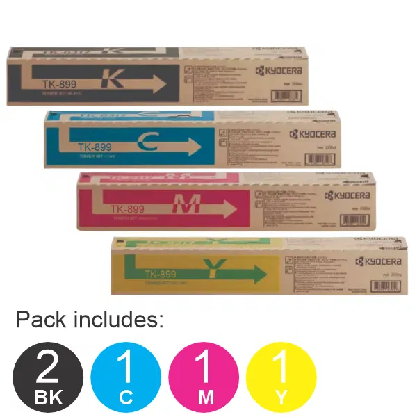 5 Pack Kyocera TK899 (1BK,1C,1M,1Y) Toner Cartridges