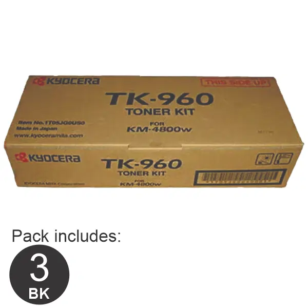 3 x Kyocera TK960 Black Toner Cartridge TK-960