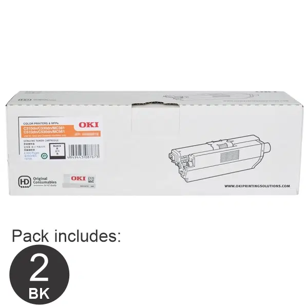 2 x OKI C310DN Black Toner Cartridge 44469805