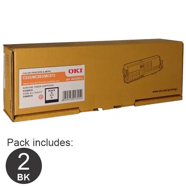 2 x OKI C532DN Black Toner Cartridge 46490612