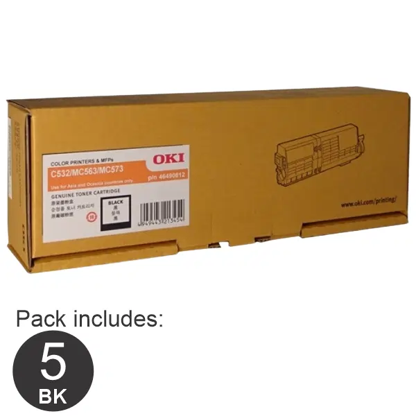 5 x OKI C532DN Black Toner Cartridge 46490612