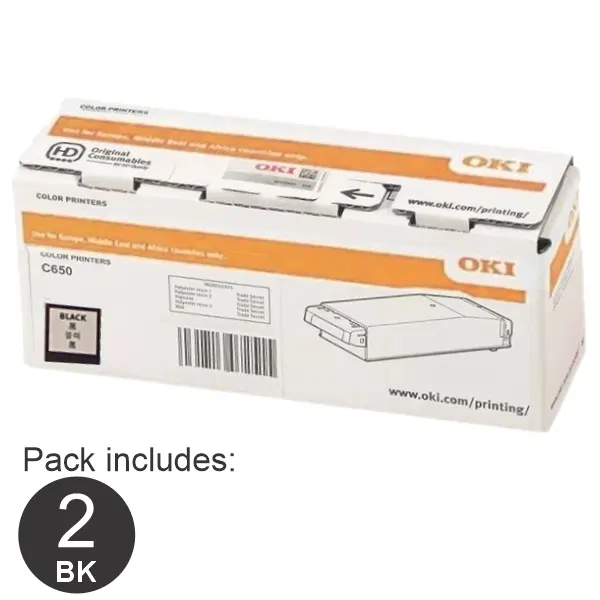 2 x OKI C650DN Black Toner Cartridge YA8001-1088G036