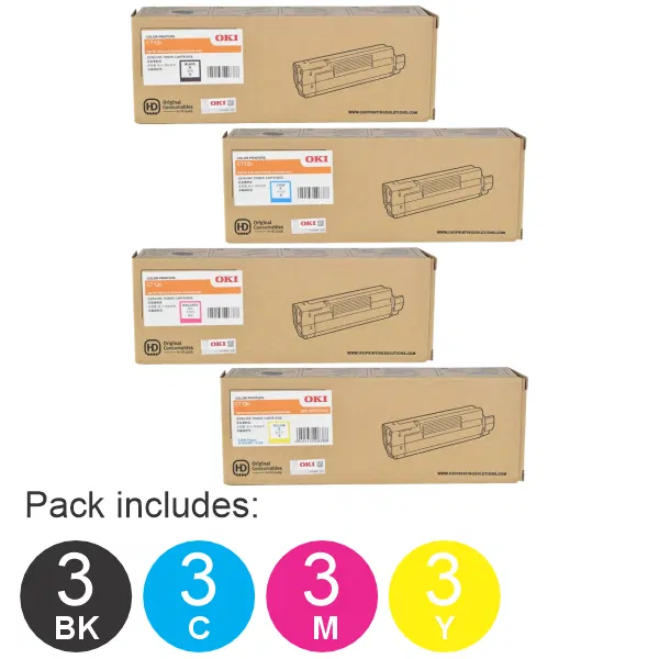 12 Pack OKI C712N (1BK,1C,1M,1Y) Toner Cartridges