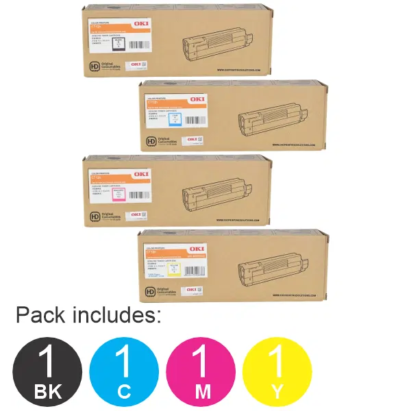 4 Pack OKI C712N (1BK,1C,1M,1Y) Toner Cartridges