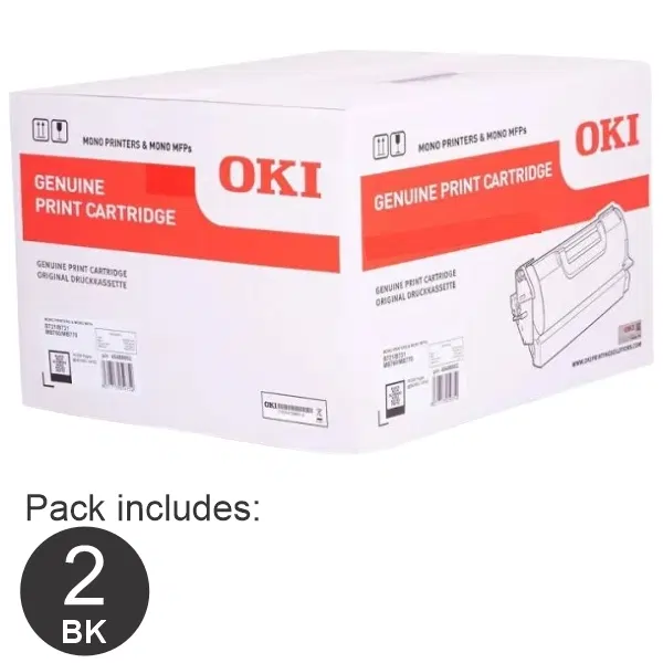 2 x OKI B721 Black Toner Cartridge 45488903