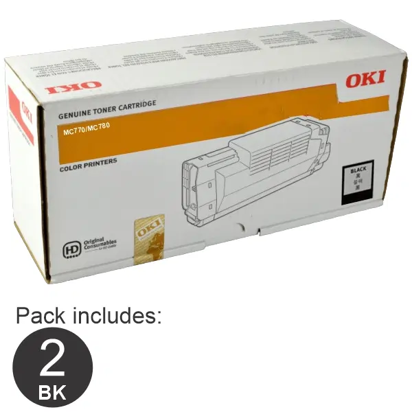 2 x OKI MC770/MC780 Black Toner Cartridge 45396208