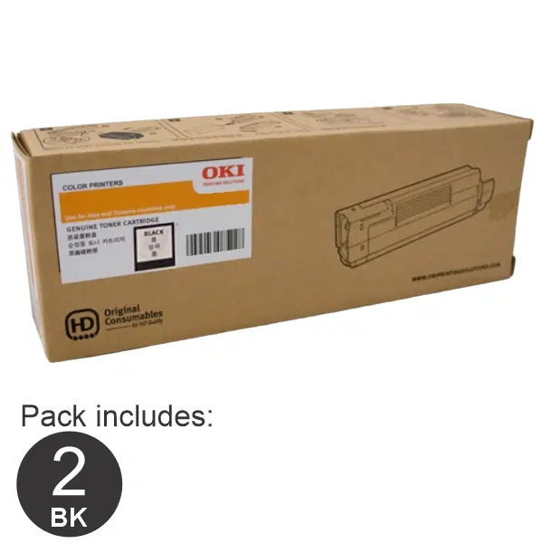 2 x OKI MC862 Black Toner Cartridge 44643028